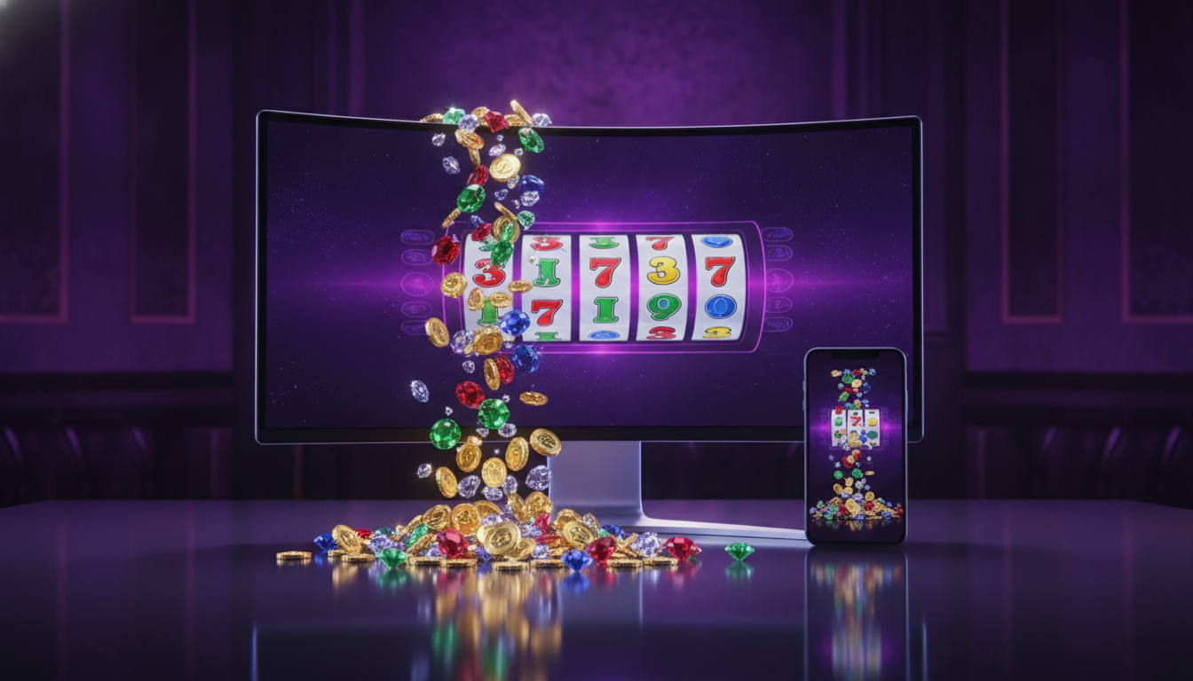 Premium online casino slot games shown on a glowing screen